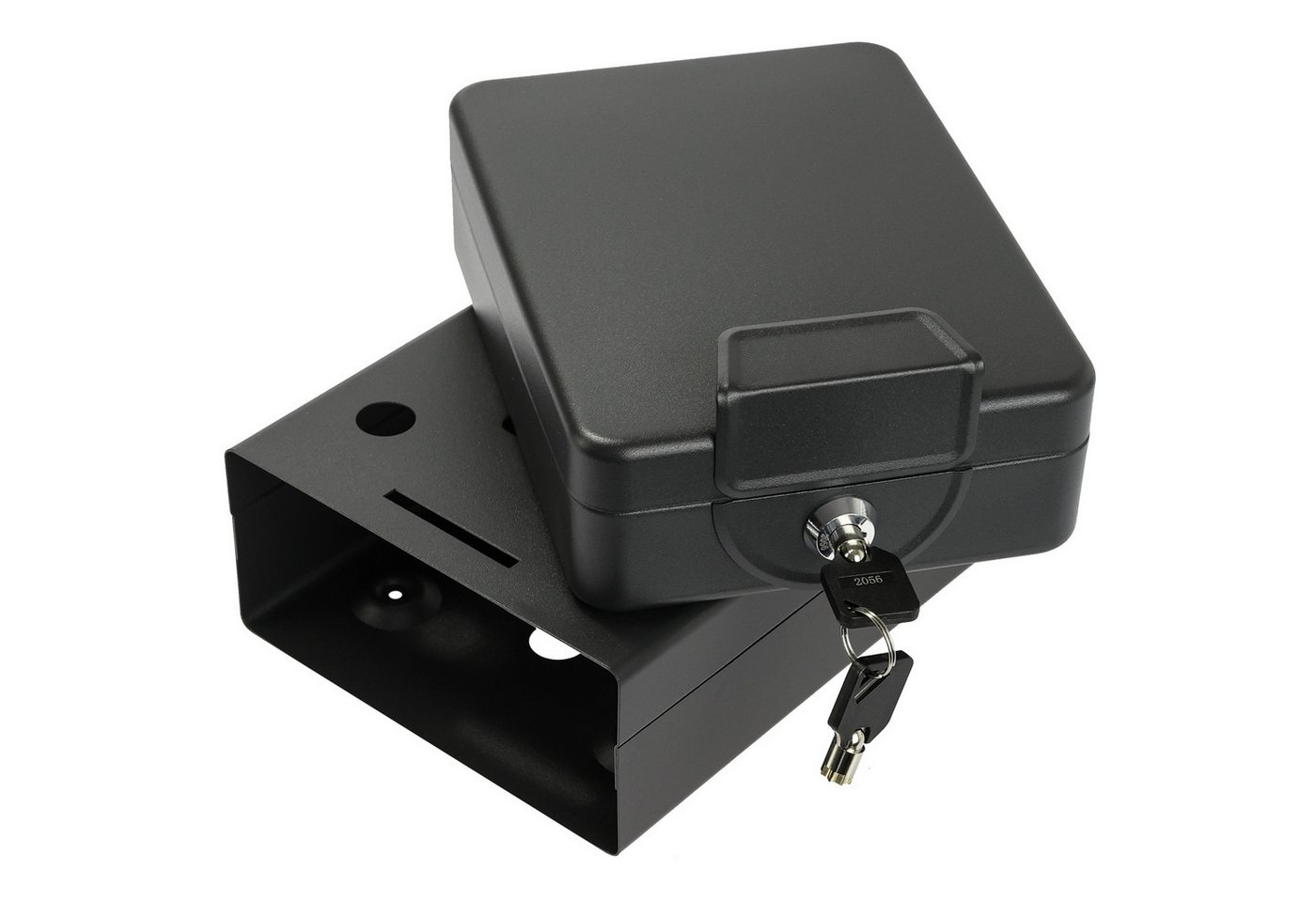 HMF Geldkassette Dokumentenbox anschraubbar, Geldkassette abschließbar, Dokumentenbox für Auto, Wohnmobil, Boot, 20x15,5x7 cm, schwarz – Bild 5 von 5