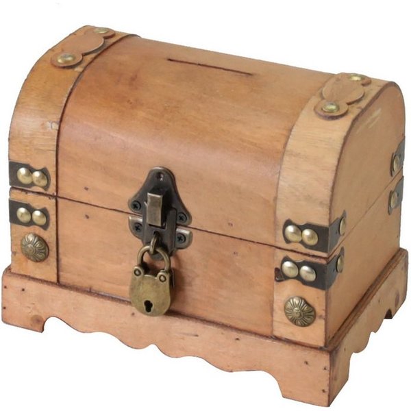 HMF Geldkassette Spardose aus Holz, kleine Schatztruhe (1 St), mit dekorativem Schloss im Vintage Look, 18,5 x 12 x 14, Namibia