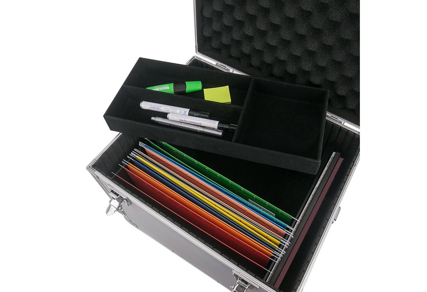 HMF Hängeregistraturbox Hängeregister Box, Alukoffer für DIN A4 Hängemappen, 41 x 33 x 36 cm – Bild 5 von 5