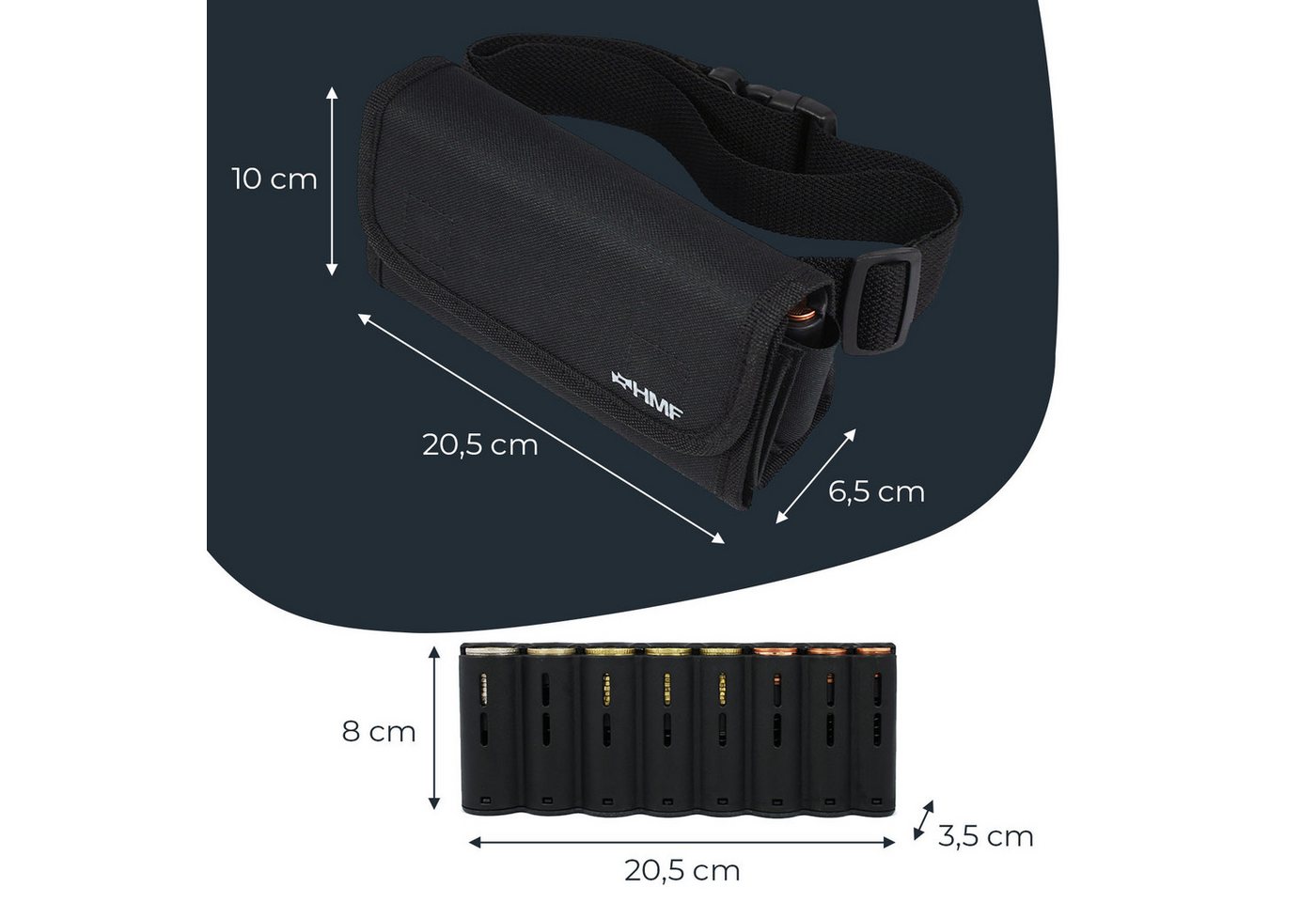 HMF Kellnerbörse Kellner Geldbörse mit verstellbarem Gürtel, Kellnertasche (inkl. Hüftgurt mit Clipverschluss), mit Euro-Geldwechsler, 20,5 x 10 x 6,5 cm, Schwa – Bild 5 von 5