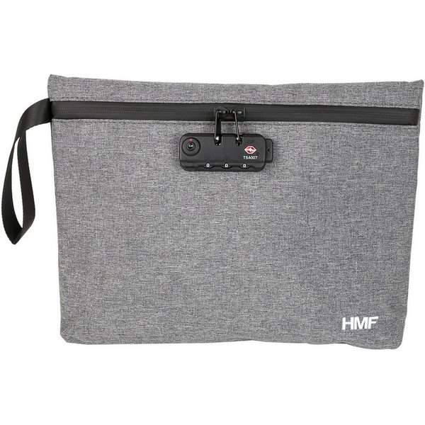 HMF Leckerlibeutel Geruchsdichte Tabaktasche mit TSA Zahlenschloss für Reisen, Größe L, Polyester, Grau