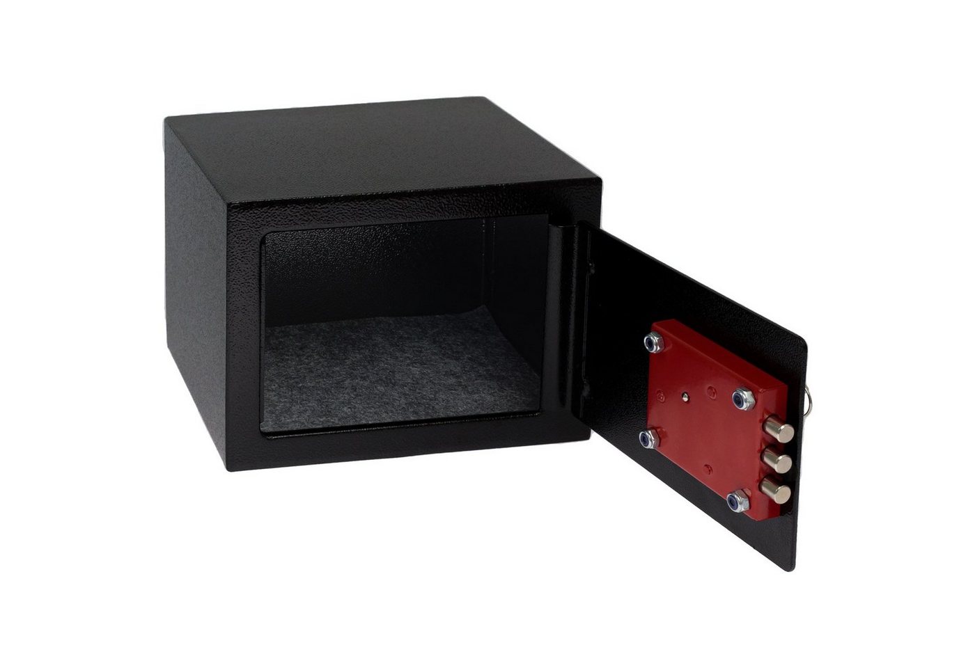 HMF Möbeltresor Safe Tresor klein mit Schlüssel, Schließfach mit Doppelbartschloss, 23 x 17 x 17 cm, schwarz – Bild 4 von 5