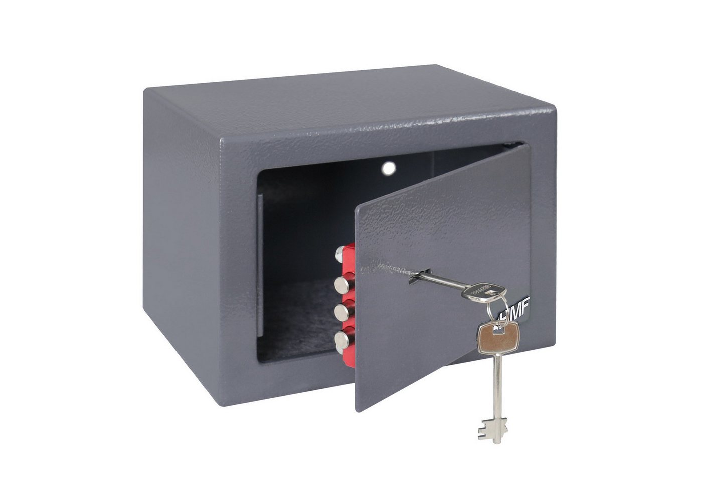 HMF Möbeltresor Safe Tresor klein mit Schlüssel, Schließfach mit Doppelbartschloss, 23 x 17 x 17 cm, anthrazit – Bild 5 von 5