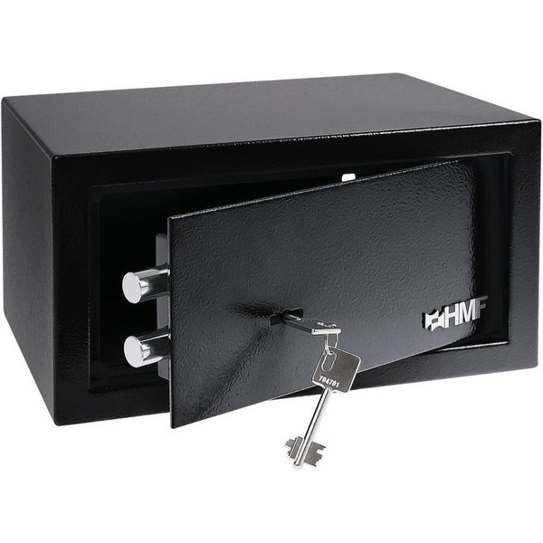 HMF Möbeltresor Safe Tresor mit Schlüssel, Möbeltresor, mit Doppelbartschloss, 31 x 17 x 25 cm, Schwarz