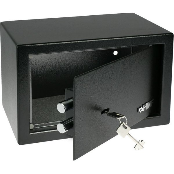 HMF Möbeltresor Safe Tresor mit Schlüssel, Möbeltresor, 31 x 20 x 20 cm, Schwarz