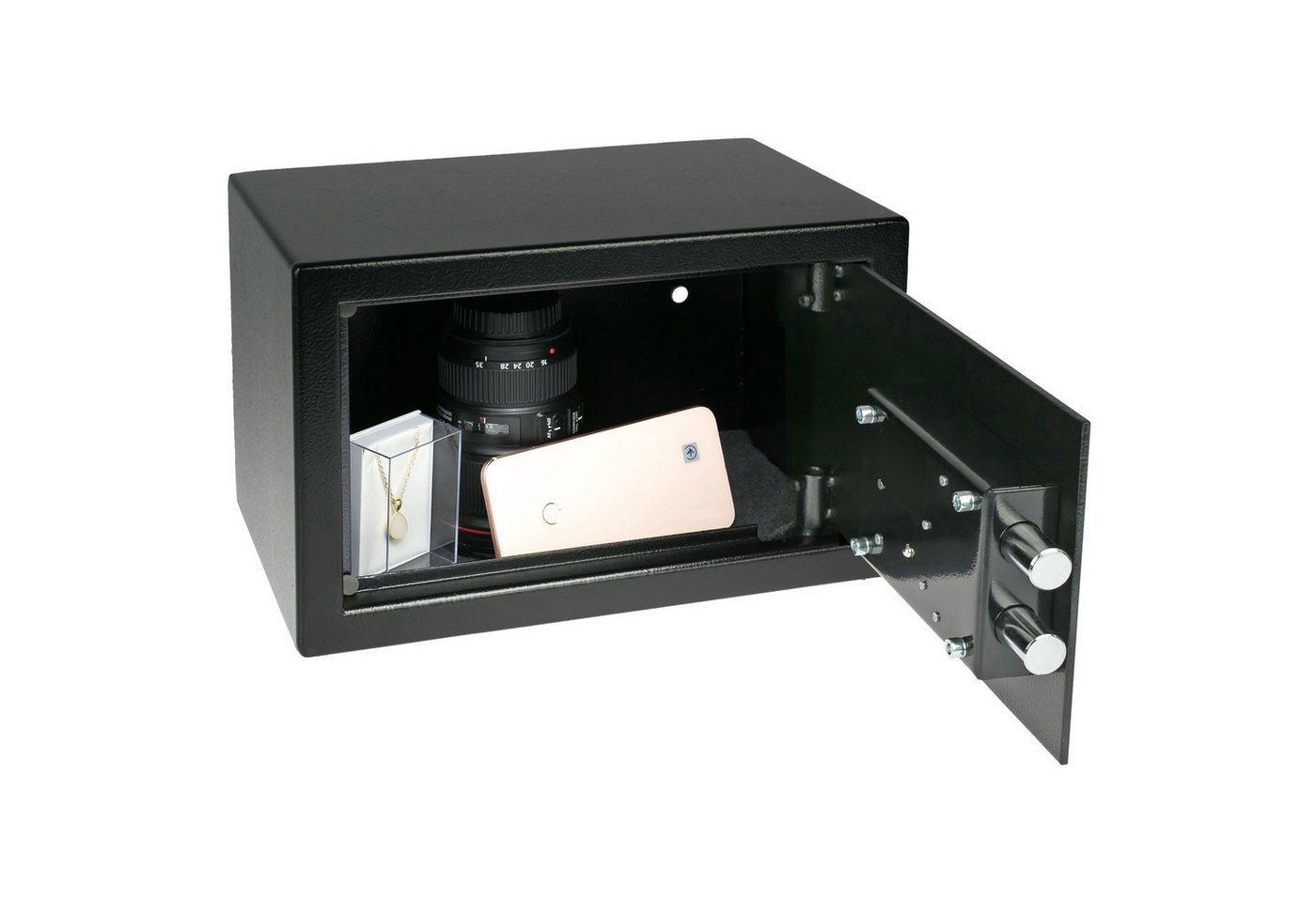 HMF Möbeltresor Safe Tresor mit Schlüssel, Möbeltresor, 31 x 20 x 20 cm, Schwarz – Bild 4 von 5