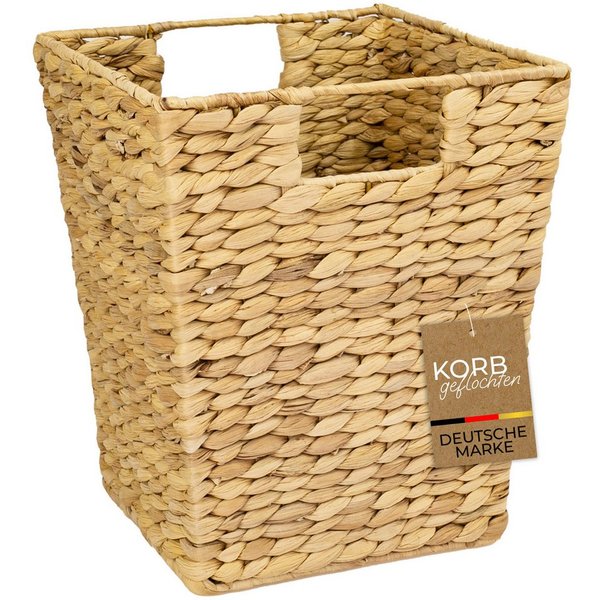HMF Papierkorb Papierkorb Büro, rechteckiger Aufbewahrungskorb geflochten, aus Wasserhyazinthe, 25 x 25 x 30 cm, Naturfarben
