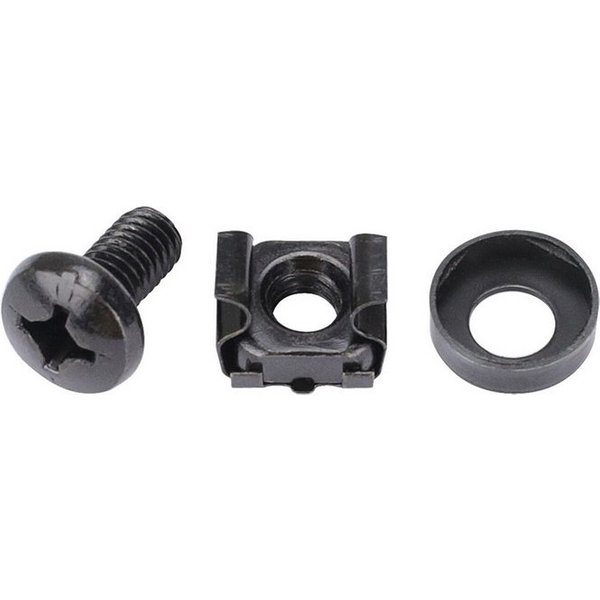 HMF Serverschrank 12er Set Käfigmuttern für 10" oder 19" Serverschrank, Netzwerkschrank, M6 Montageschrauben, schwarz