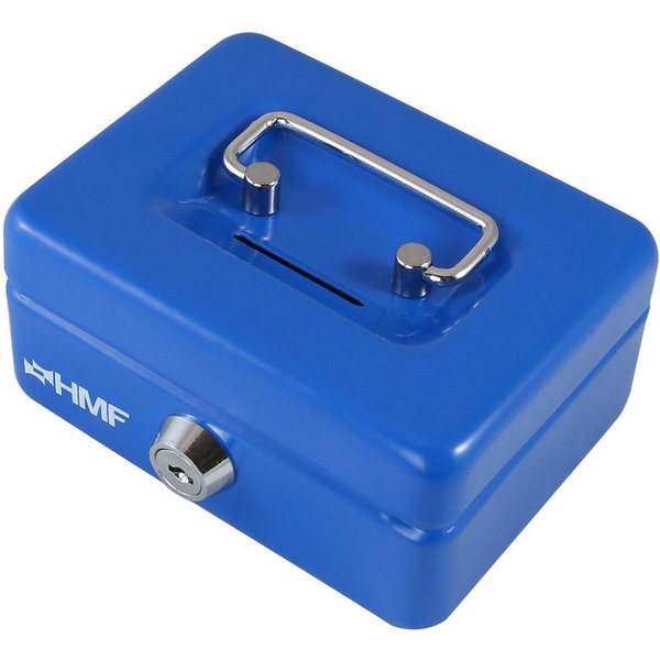 HMF Spardose Abschließbare Kinder Spardose, Geldkassette mit Münz-Schlitz, Sparschwein, Geldbox mit Schlitz, 12,5 x 9,5 x 6 cm, blau