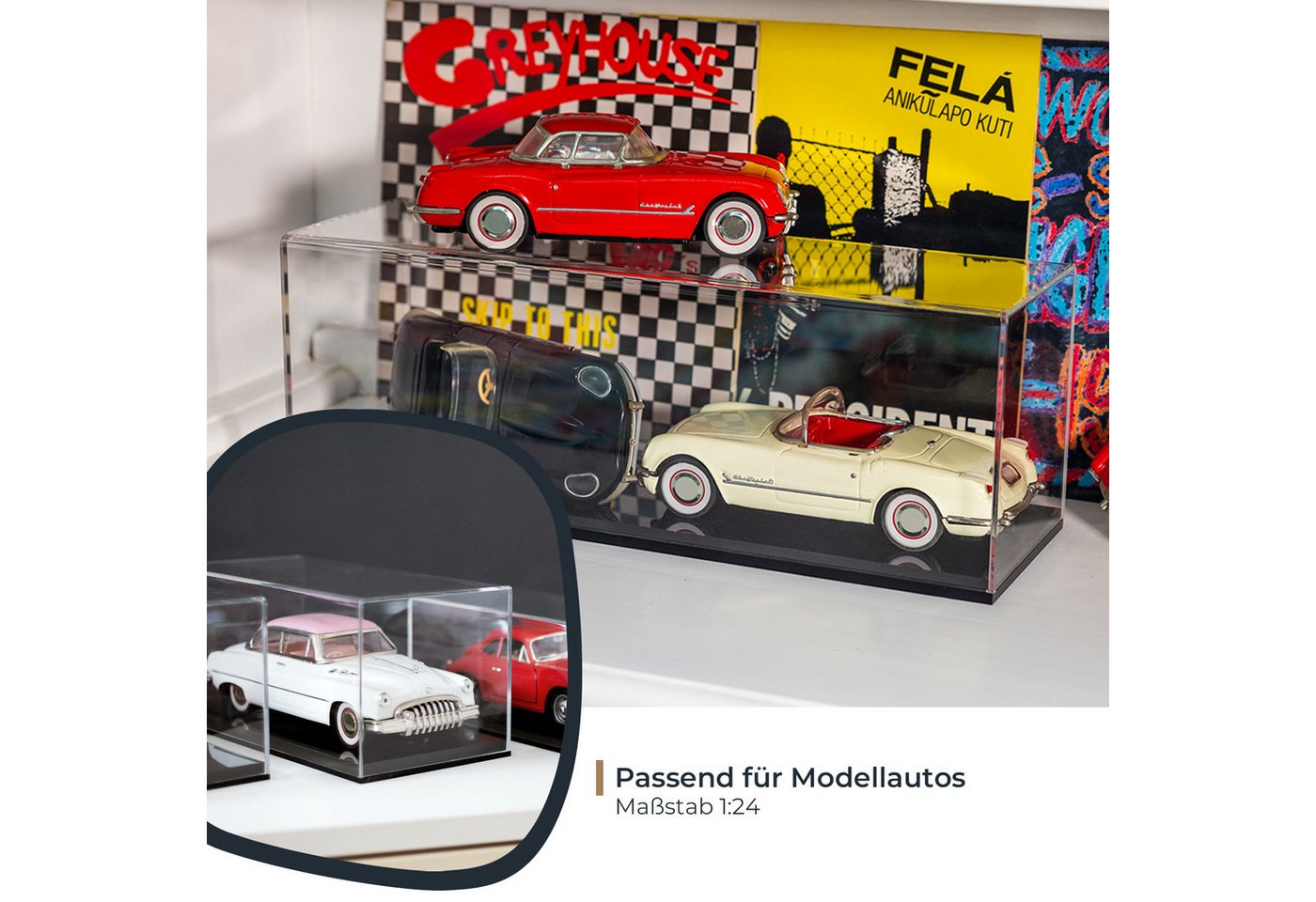 HMF Vitrine Elegante Acryl Vitrine, Ausstellungskasten für Sammelstücke Schaukasten für Modellautos, Figuren, 24 x 12 x 11 cm, transparent – Bild 3 von 5