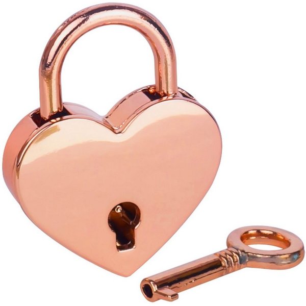 HMF Vorhängeschloss Mini Deko Vorhängeschloss mit Schlüssel in Herzform, (1-tlg), 3,9 x 3 x 0,7 cm, hübsches Deko Herzschloss, Roségold