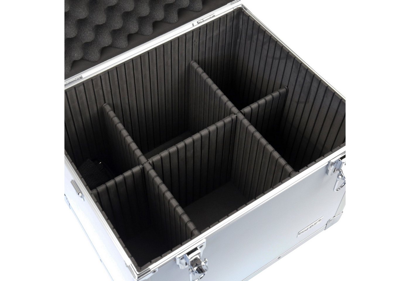HMF Werkzeugkoffer Alu Transportbox, Aufbewahrungsbox (mit Schultergurt), abschließbarer Universalkoffer, 41 x 33 x 36 cm, silber – Bild 3 von 5