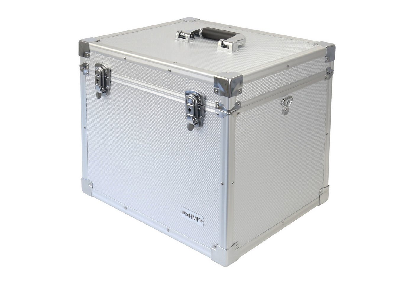 HMF Werkzeugkoffer Alu Transportbox, Aufbewahrungsbox (mit Schultergurt), abschließbarer Universalkoffer, 41 x 33 x 36 cm, silber – Bild 4 von 5