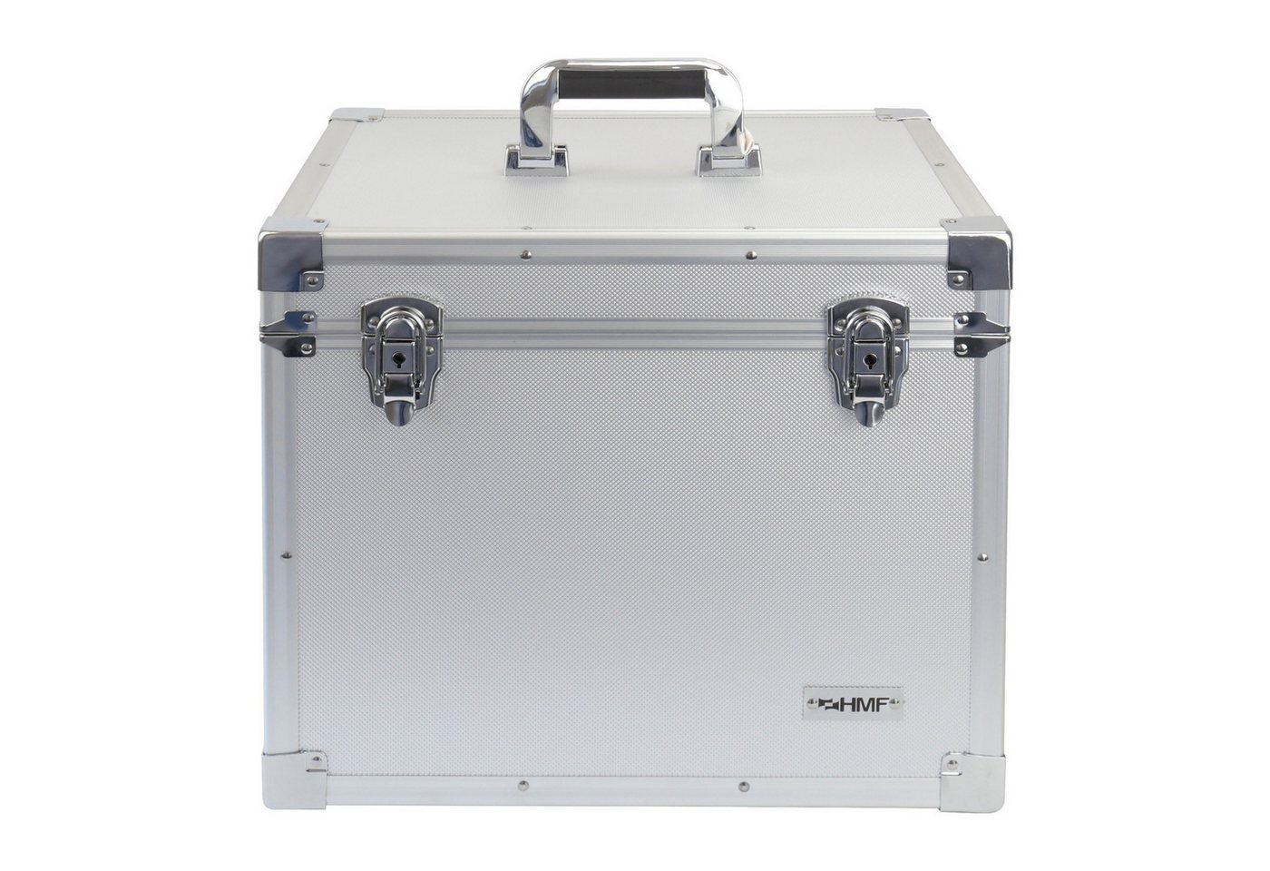 HMF Werkzeugkoffer Alu Transportbox, Aufbewahrungsbox (mit Schultergurt), abschließbarer Universalkoffer, 41 x 33 x 36 cm, silber – Bild 5 von 5