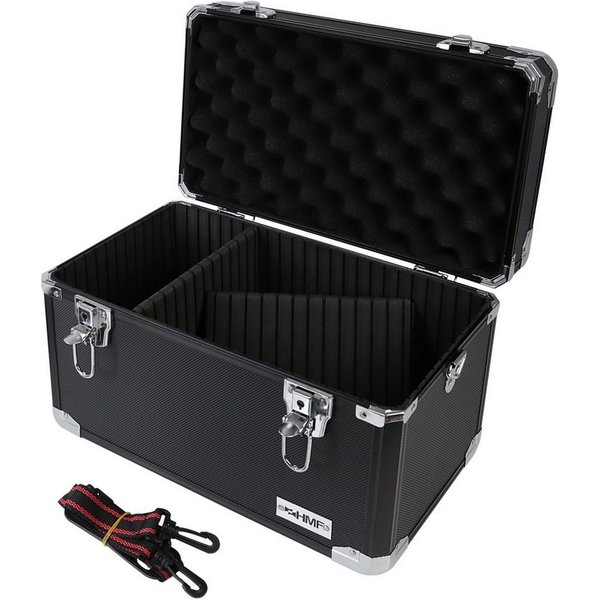 HMF Werkzeugkoffer Alu Transportkiste, Aufbewahrungskoffer, Kamerakoffer mit individueller Facheinteilung 40x27,5x23,5 cm, schwarz