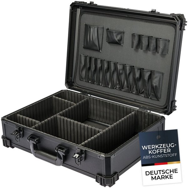 HMF Werkzeugkoffer Werkzeugkoffer leer, Werkzeugkasten groß mit, 17 Einsteckfächer und 5 Trennwände 46 x 33 x 15 cm