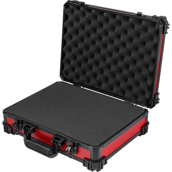 HMF Werkzeugkoffer Transportkoffer mit Noppen- & Rasterschaumstoff, Universalkoffer für, Kamera, Messgeräte & Tabletop-Miniaturen, 39 x 29 x 12 cm, Rot