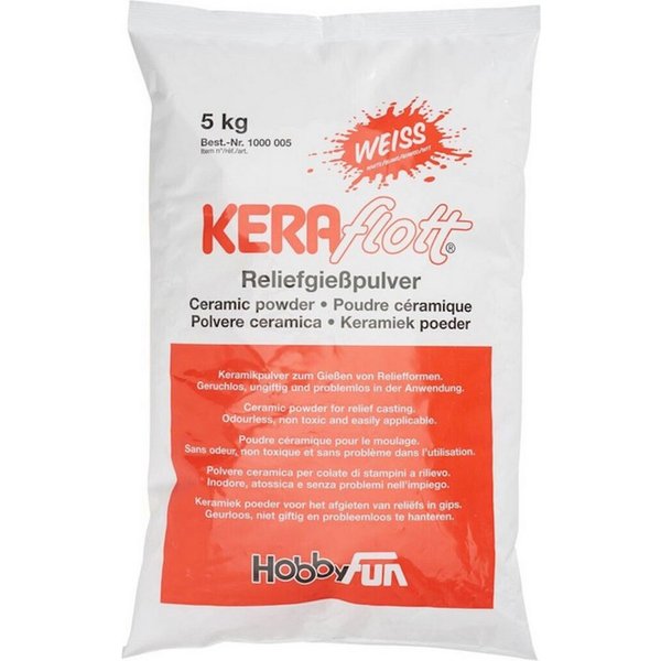 HobbyFun Modelliermasse Keraflott Reliefgießpulver 5 kg weiß, Schnelltrocknend, geruchsneutral, einfach zu verarbeiten