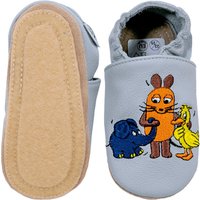 Hobea-Germany Kitaschuhe Maus, Elefant und Ente grau