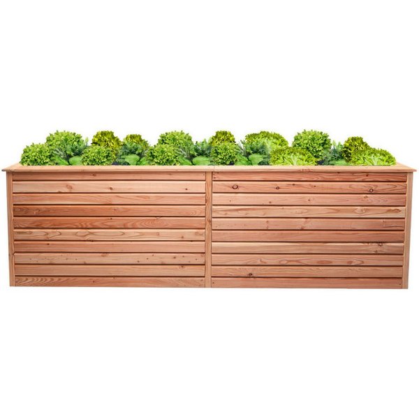 Mega-Holz Hochbeet Mega-Holz Hochbeet Rhombus XL aus heimischem Lärchenholz, 232x80x73 cm (Komplettsatz Hochbeet + Erweiterung), witterungsbeständig, inkl. Pfla
