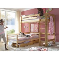 Hochbett "Infanskids" 2 Betten, 90x200 cm, Leiter gerade, Kiefer lackiert