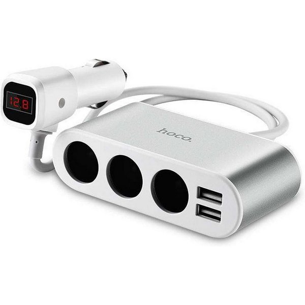 hoco. 12V 24V KFZ Verteiler Dose Zigarettenanzünder Smartphone-Ladegerät (2100 mA, Mehrfachstecker 2x USB Adapter PKW LKW Wohnwagen)