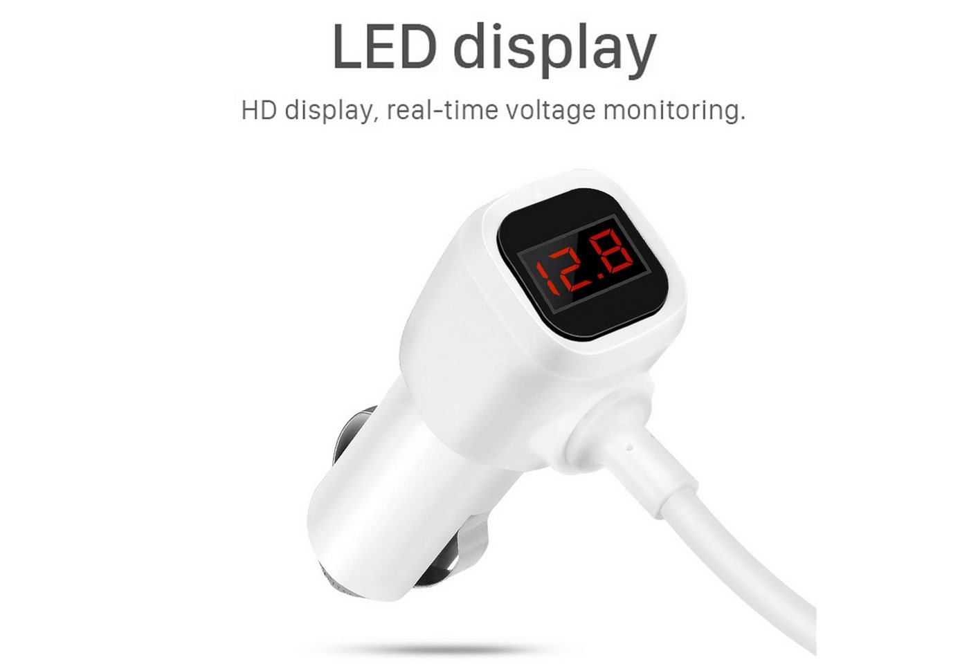 hoco. 12V 24V KFZ Verteiler Dose Zigarettenanzünder Smartphone-Ladegerät (2100 mA, Mehrfachstecker 2x USB Adapter PKW LKW Wohnwagen) – Bild 4 von 5
