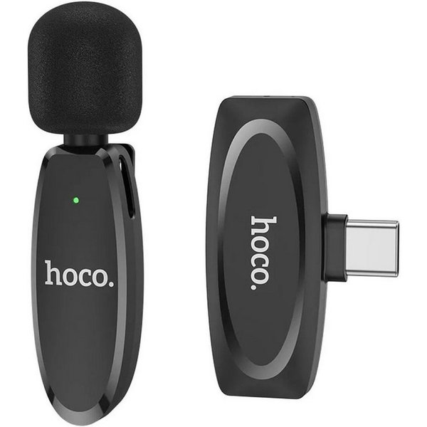 hoco. Mikrofon Drahtloses Lavaliermikrofon für Typ C USB-C Anschluss schwarz 70 mAh (2-tlg)