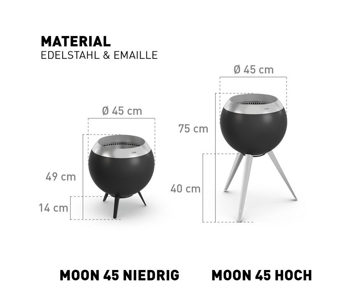 höfats Feuerschale MOON 45, 55, (rauch-und geruchsarm dank Holzvergaser-Technologie und zweistufigem Verbrennungsprozess, Feuerstelle mit ⌀ 45 cm oder 55 cm) – Bild 2 von 5