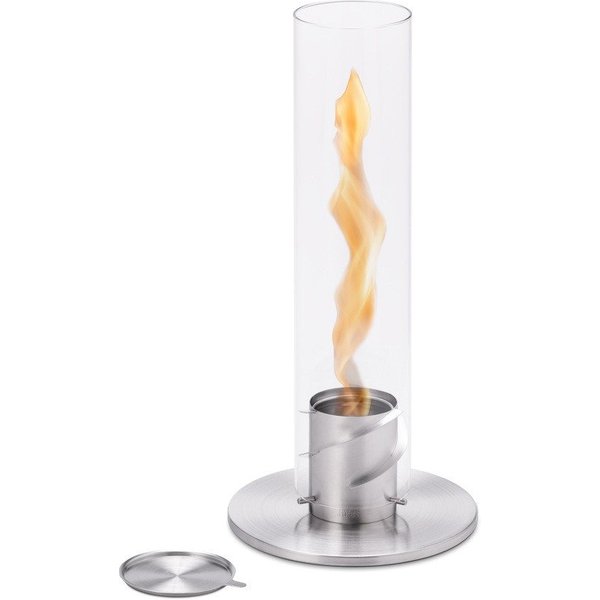 höfats Tischfeuer SPIN 90, 120 (Tischfeuer, Windlicht, Gartenfackel und Bioethanolkamin aus Edelstahl, Tischkamin für Indoor und Outdoor), strahlt angenehme Wär