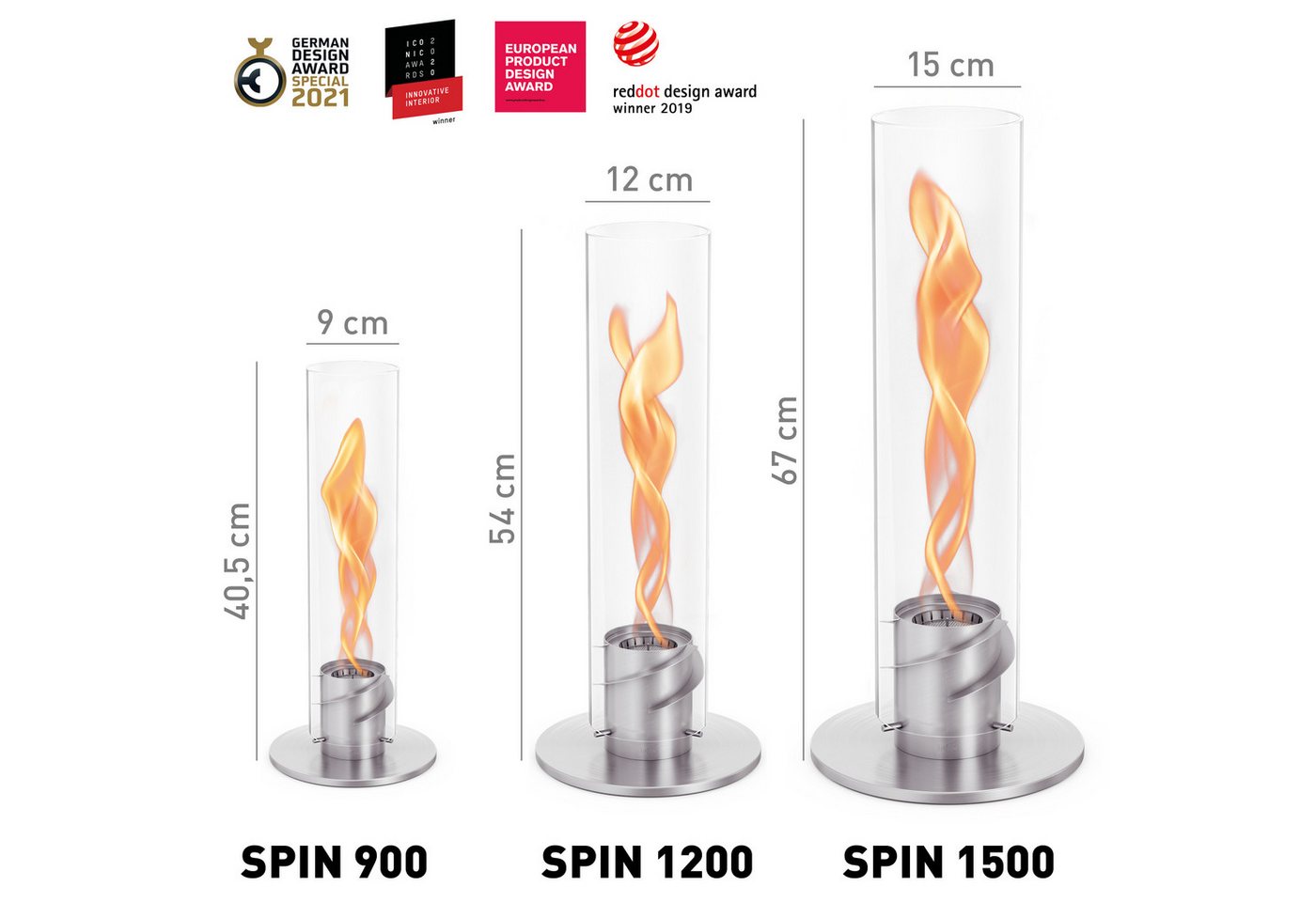 höfats Tischfeuer SPIN 900, 1200, 1500 (wärmender Tischkamin für Indoor und Outdoor, NEUES Modell mit verlängerter Brenndauer), innovative Brennertechnologie – Bild 2 von 5