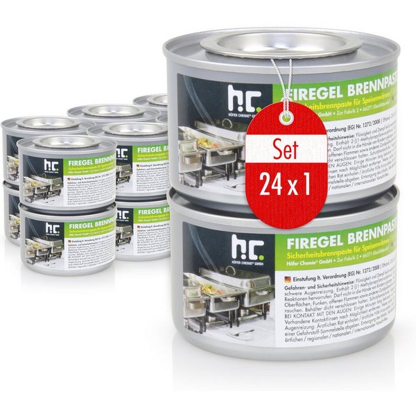 Höfer Chemie GmbH Brennpaste 24x 200g Firegel Brennpaste zum Warmhalten von Speisen, 200 l, (24-St), Zum Warmhalten von Speisen auf Buffets