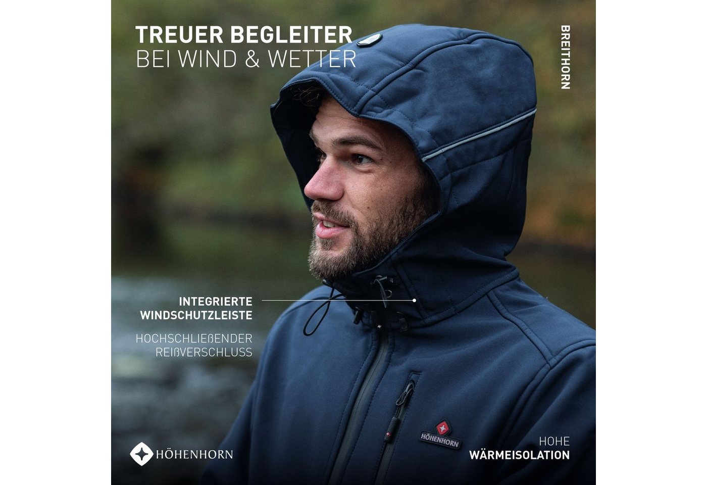 Höhenhorn Softshelljacke Breithorn Herren Softshell Jacke für Männer Outdoor Funktionsjacke Microfleece-Innenfutter, Atmungsaktiv, Wasserdicht – Bild 5 von 5