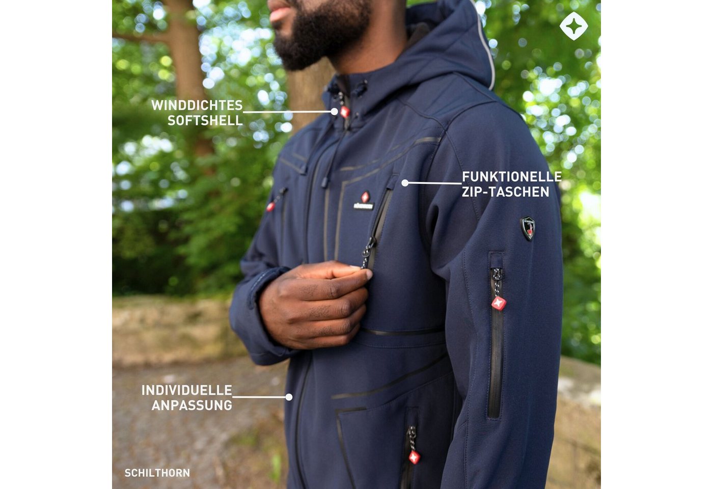 Höhenhorn Softshelljacke Schilthorn Herren Softshell Jacke für Männer Outdoor Funktionsjacke Microfleece-Innenfutter, Atmungsaktiv, Wasserdicht – Bild 4 von 5