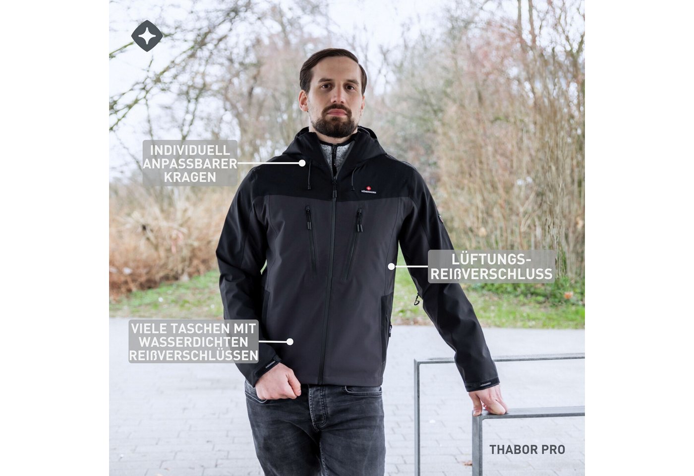 Höhenhorn Softshelljacke Thabor Pro Herren Jacke Futureshell Wasserdicht Atmungsaktiv – Bild 4 von 5
