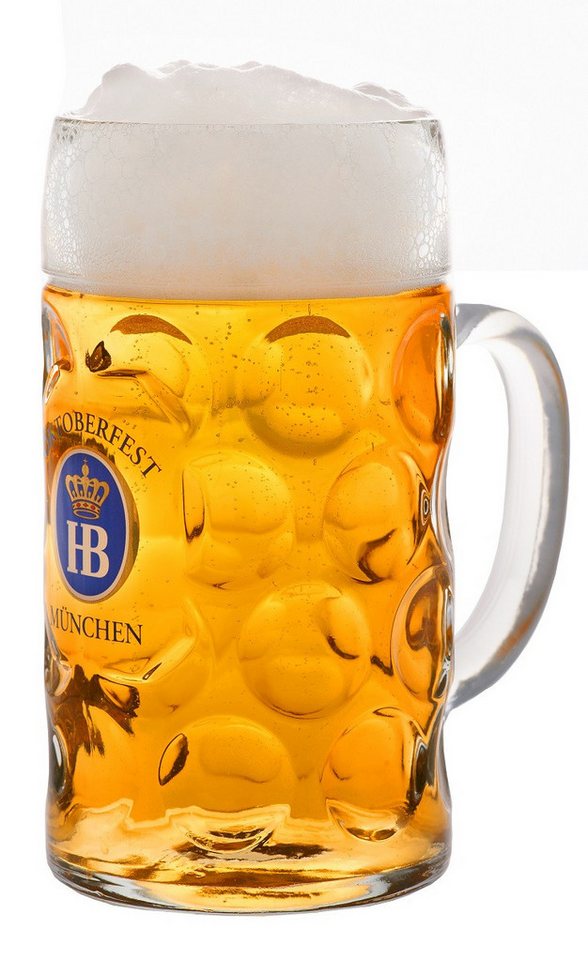 Hofbräuhaus München Bierglas Glaskrug, Bierkrug, Maßkrug "Isarseidel Oktoberfest", 1000 ml, Glas – Bild 2 von 2