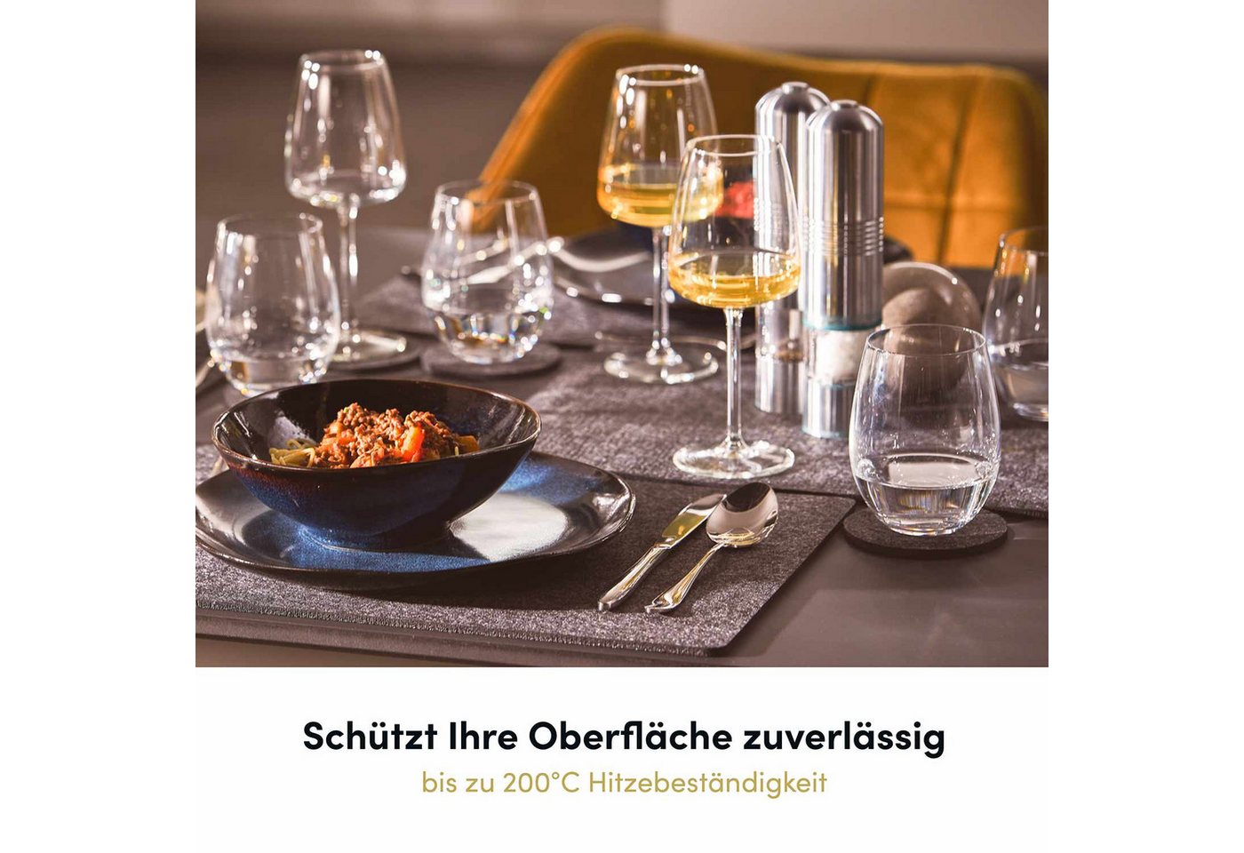 Hoffmann Germany Glasuntersetzer Filz Ø 10 cm, 10er-Set mit Box, anthrazit, hitzebeständig, Zubehör für alle Gläser und Tassen bis Ø 10 cm, Set, 11-tlg., 5 mm F – Bild 4 von 5
