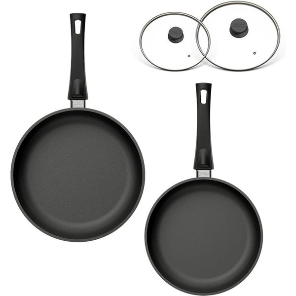 Hoffmann Germany Pfannen-Set STONIQ PFAS-frei Bratpfannen-Set 4-tlg. Ø 24+28 cm Aluguss Induktion, Aluguss (Set, 4-tlg., 2x Bratpfanne Ø 24 cm + Ø 28 cm + 2x Gl