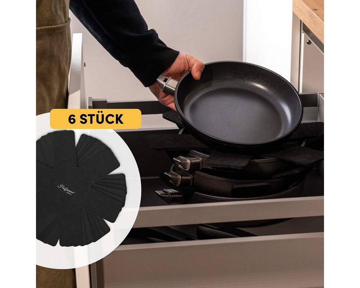 Hoffmann Germany Pfannenschoner Stapelschutz 38×38 cm, 6er-Set, zuschneidbar, hitzebeständig, Zubehör für alle Pfannen und Töpfe bis 38 cm, Set, 6-tlg., 5 mm st – Bild 4 von 5