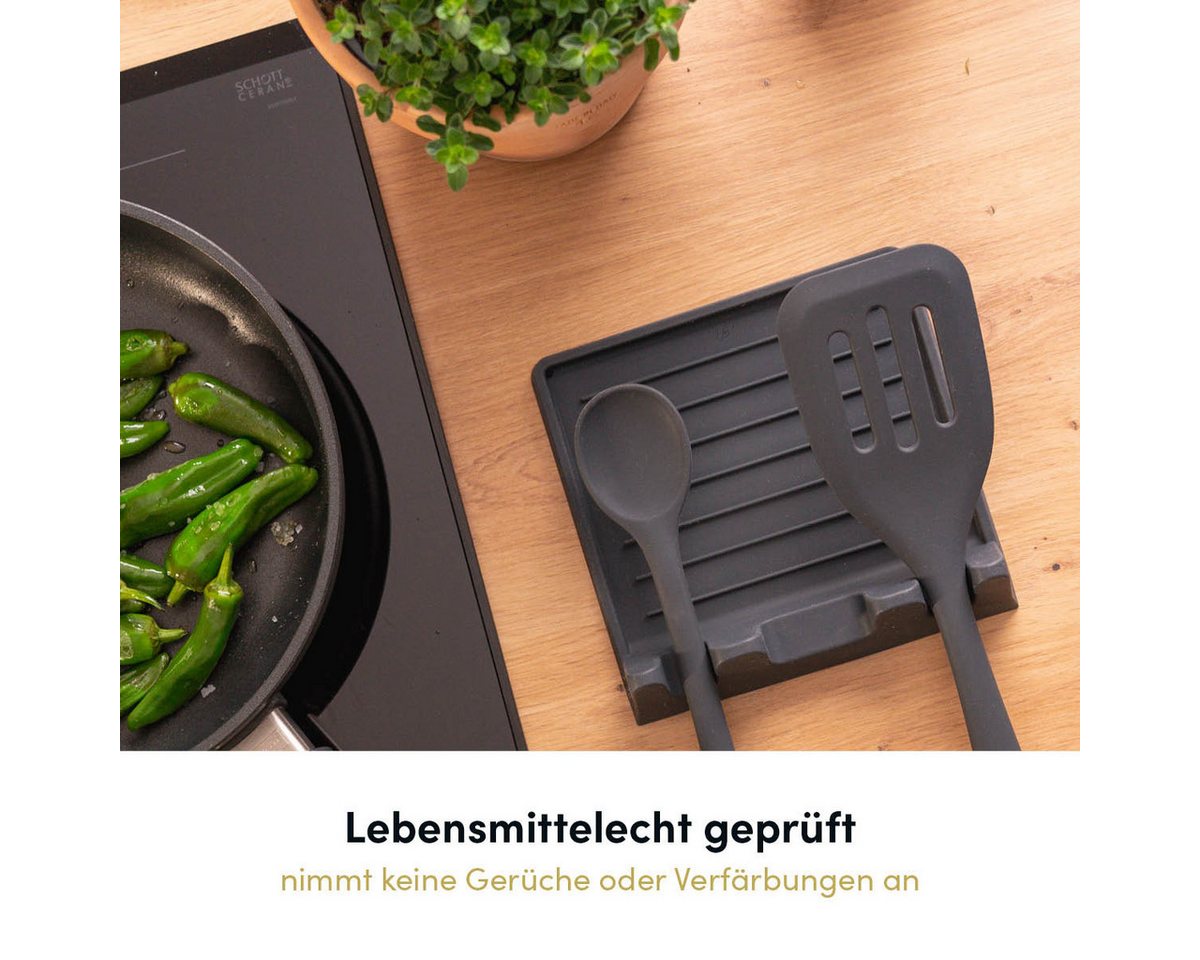 Hoffmann Germany Pfannenwender Küchenhelfer Silikon Edelstahl 30 cm anthrazit, Edelstahlkern, Schlitze, 200°C, spülmaschinenfest – Bild 5 von 5