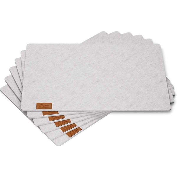 Hoffmann Germany Platzset Tischunterlage Filz 45×30 cm, 6er-Set, hellgrau, hitzebeständig, (Set, 6-St., 6x Platzset 45×30 cm), 5 mm Filz, abwaschbar, 200°C, 90%