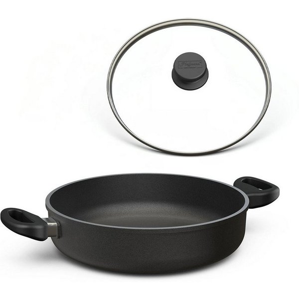 Hoffmann Germany Schmorpfanne Ø 20 cm mit Deckel, Bräter, Made in Germany, Aluguss (Set, 2-tlg., 1x Schmorpfanne Ø 20 cm + 1x Glasdeckel), Seitengriffe, Antihaf