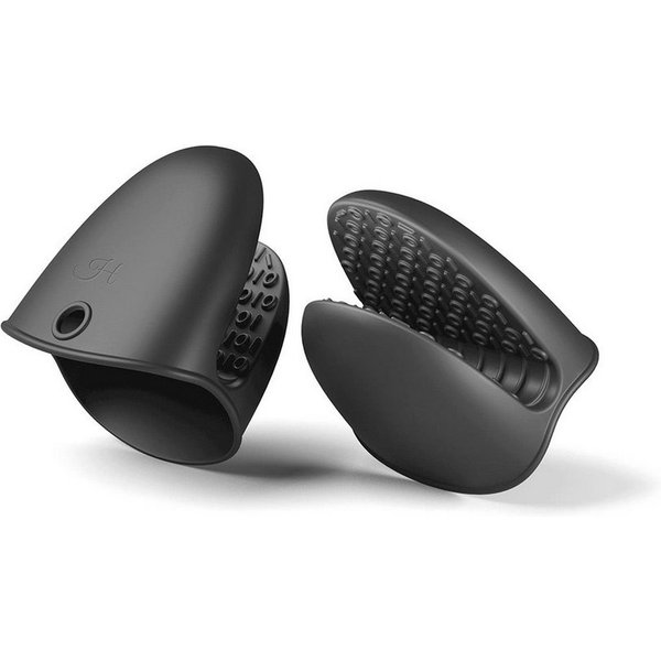 Hoffmann Germany Topfhandschuhe Silikon Fingerschutz 2er-Set anthrazit – 230°C hitzebeständig, (Set, 2-tlg., 2x Fingerschutz), spülmaschinenfest, lebensmittelec