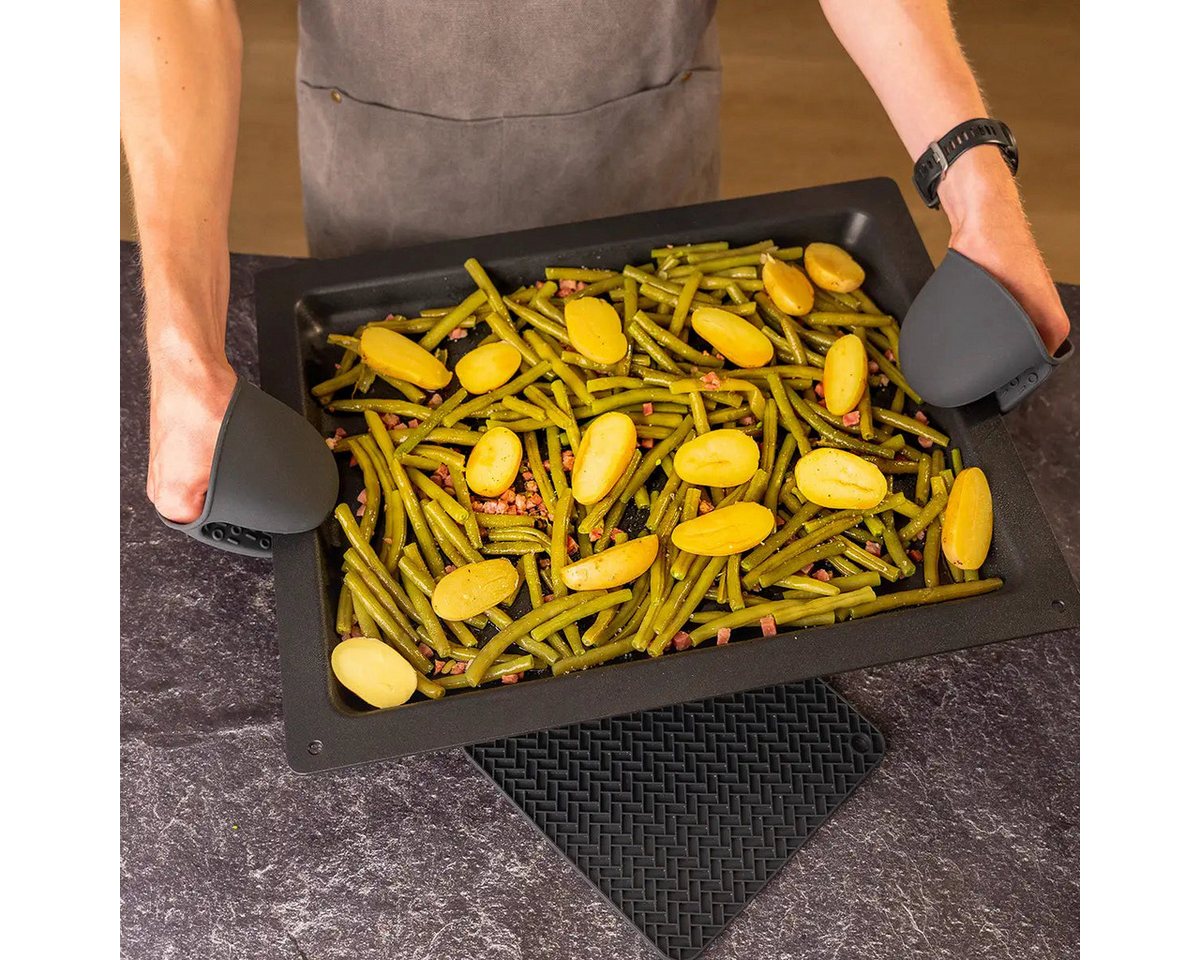 Hoffmann Germany Topfhandschuhe Silikon Fingerschutz 2er-Set anthrazit – 230°C hitzebeständig, (Set, 2-tlg., 2x Fingerschutz), spülmaschinenfest, lebensmittelec – Bild 2 von 5