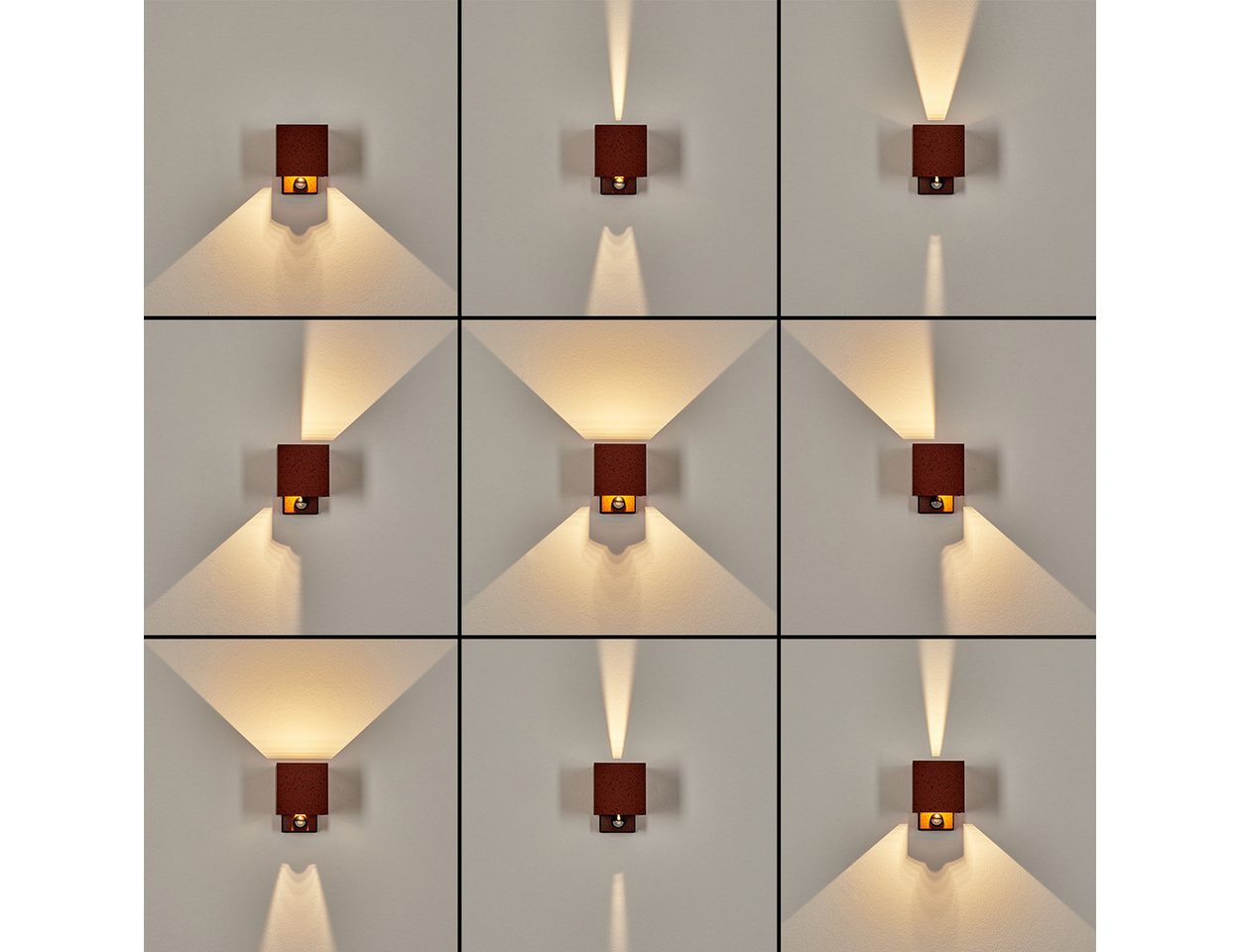 hofstein Außen-Wandleuchte Außenwandlampe mit Bewegungsmelder aus Metall in Rost/Schwarz/Klar, moderne Leuchte mit Up&Down-Lichteffekt für Garten/Terrasse/Hof,  – Bild 2 von 5