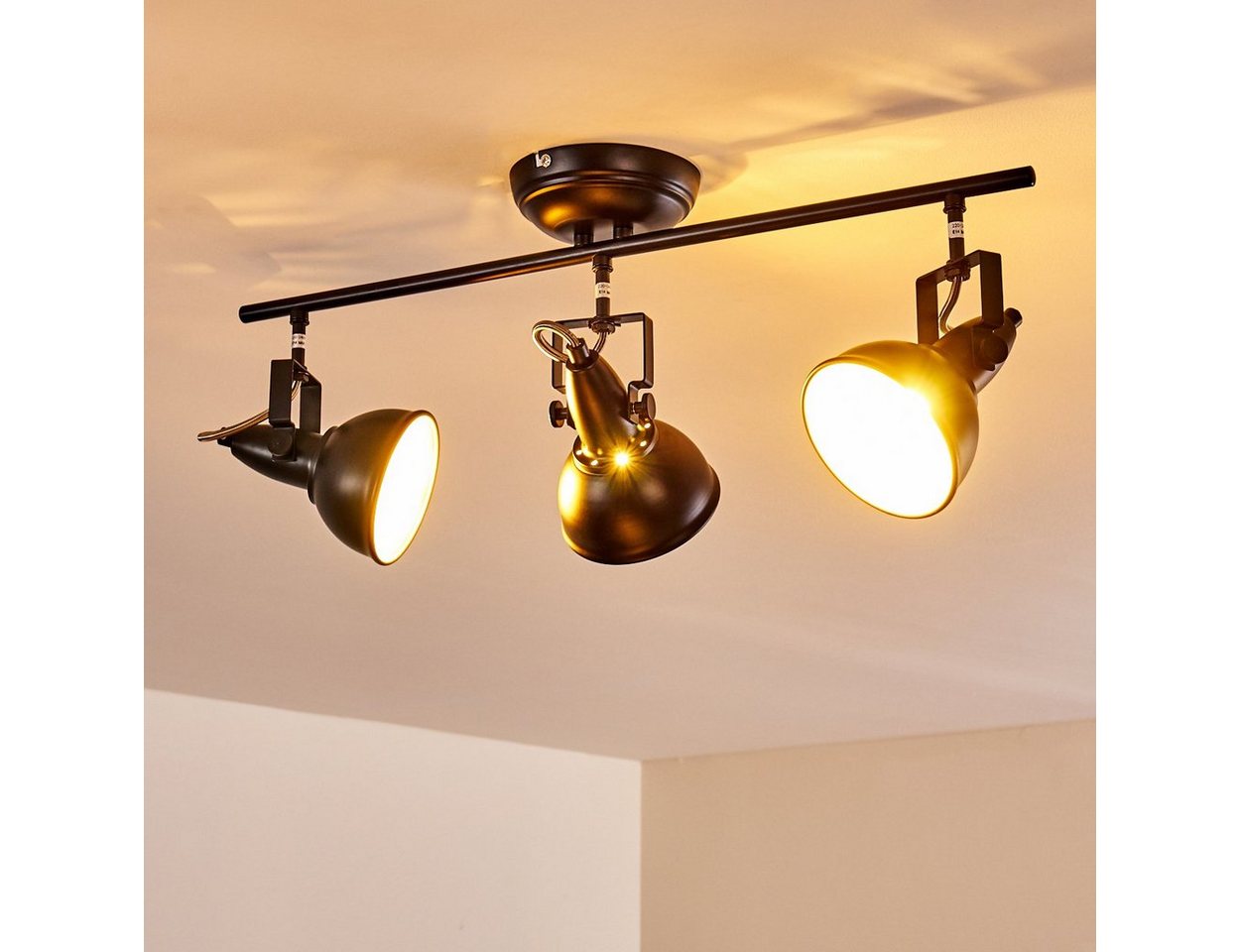 hofstein Deckenleuchte »Arazane« Deckenlampe aus Metall in Schwarz/Gold, ohne Leuchtmittel, mit verstellbaren Strahlern, 3xE14, Spot im Retro/Vintage Design – Bild 3 von 5
