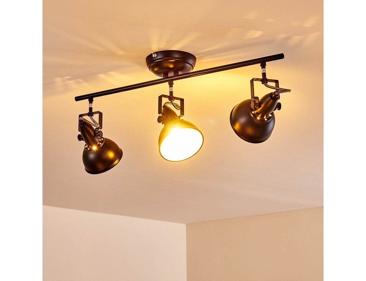 hofstein Deckenleuchte »Arazane« Deckenlampe aus Metall in Schwarz/Gold, ohne Leuchtmittel, mit verstellbaren Strahlern, 3xE14, Spot im Retro/Vintage Design – Bild 4 von 5