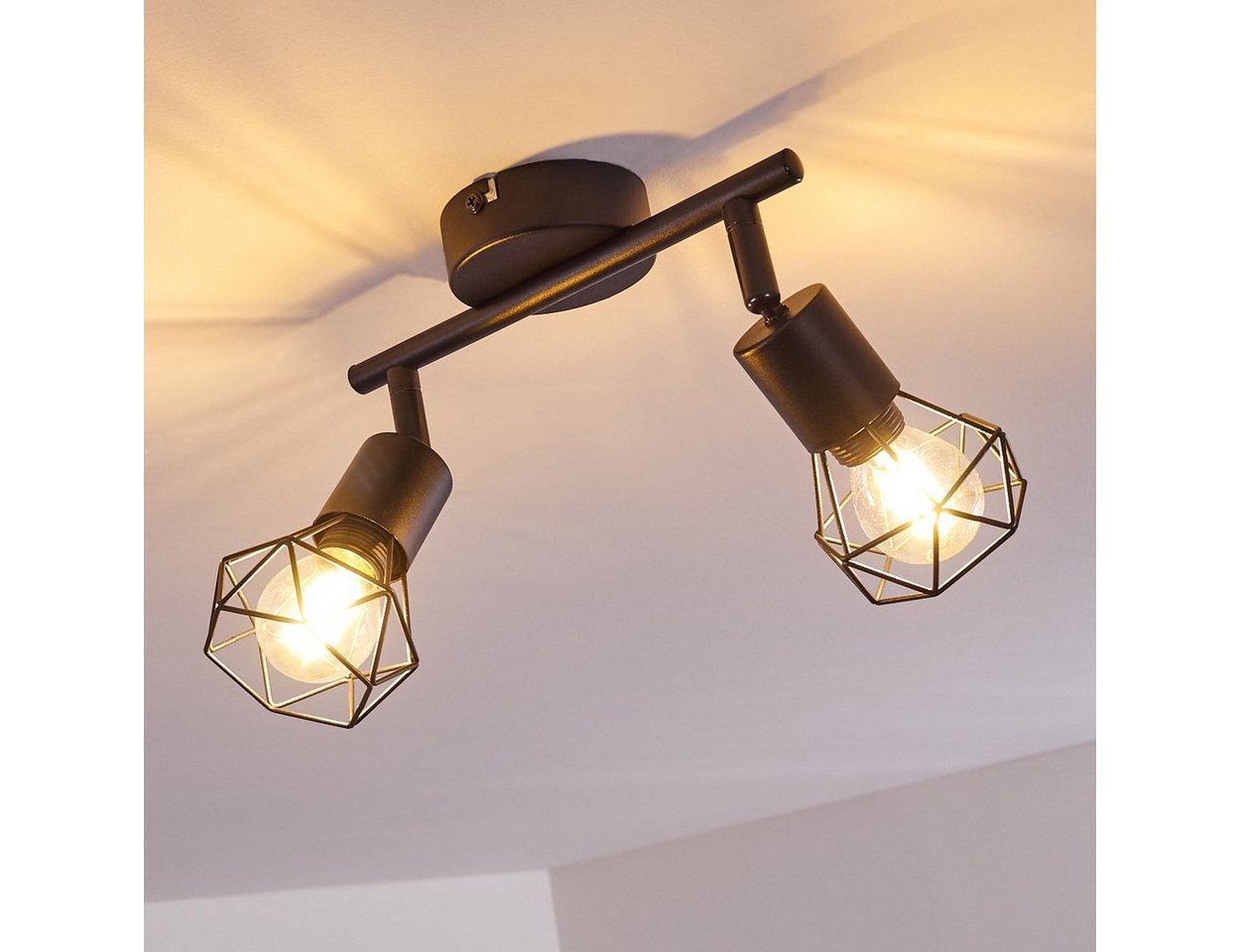 hofstein Deckenleuchte »Borio« Deckenlampe aus Metall in Schwarz, ohne Leuchtmittel, E14, verstellbarer Spot in Gitter-Optik m. Lichteffekt an der Decke – Bild 4 von 5