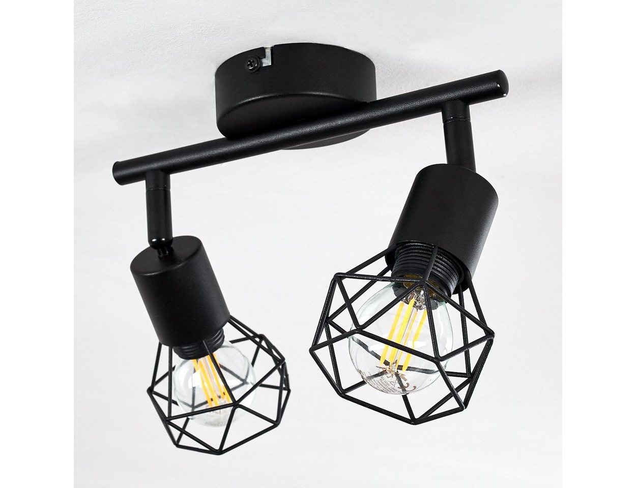 hofstein Deckenleuchte »Borio« Deckenlampe aus Metall in Schwarz, ohne Leuchtmittel, E14, verstellbarer Spot in Gitter-Optik m. Lichteffekt an der Decke – Bild 5 von 5