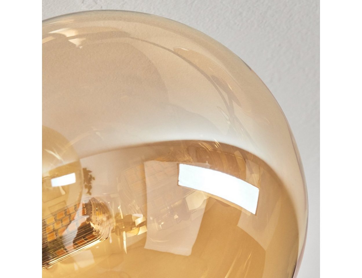 hofstein Deckenleuchte Deckenlampe, Metall/Glas in Schwarz/Goldfarben/Rauchfarben/Bernstein, ohne Leuchtmittel, Leuchte mit Schirmen aus Glas (15cm), 6 x G9, oh – Bild 3 von 5